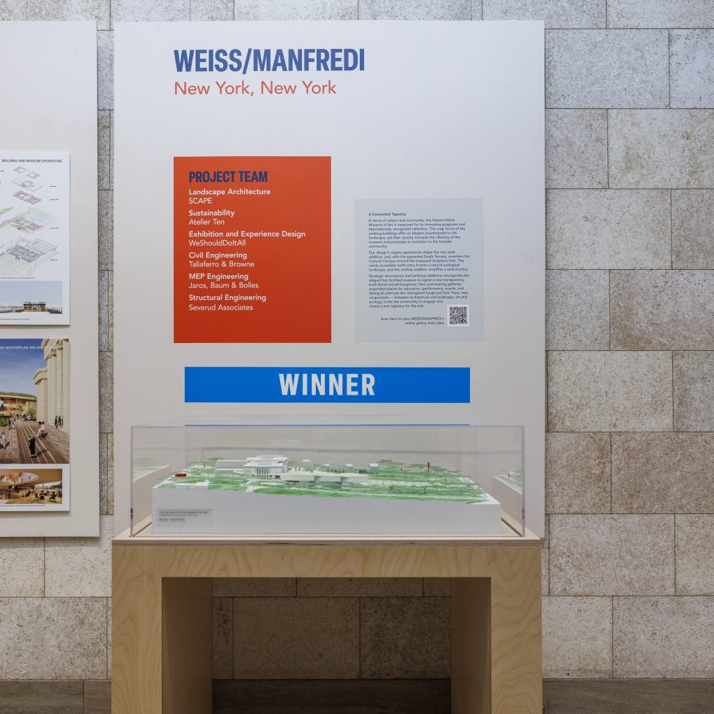 A model of WEISS/MANFREDI's proposed design for the future Nelson-Atkins expansion