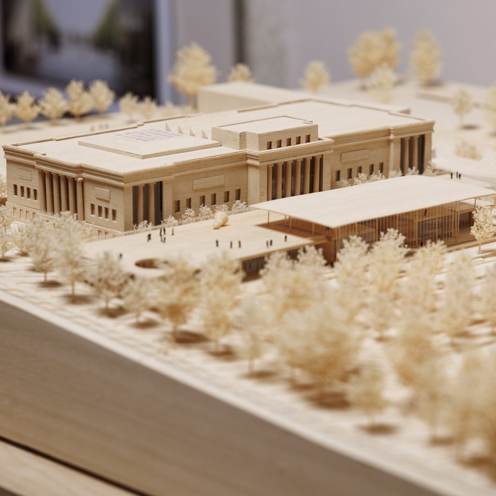 Rendering of an architectural design of the Nelson-Atkins by Renzo Piano Building Workshop