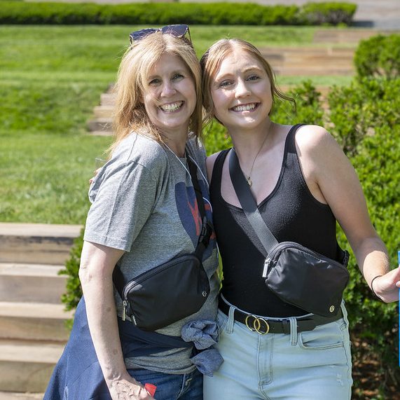 Two women pose for a photo at the Nelson-Atkins Art Course.