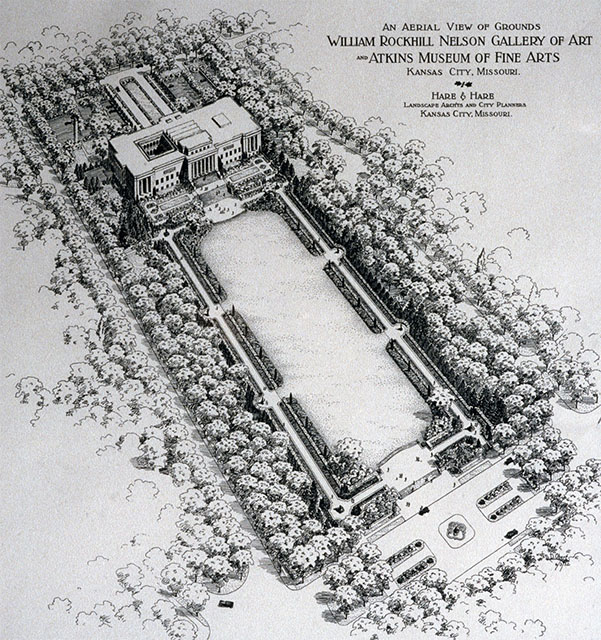 A sketch from the original design of the Nelson-Atkins building.
