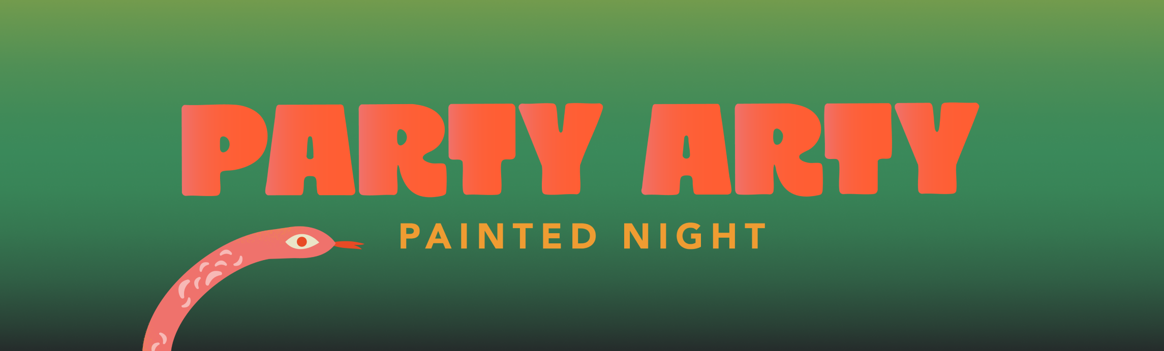 A banner image promoting Party Arty: Painted Night and featuring an iilustration of a snake 
