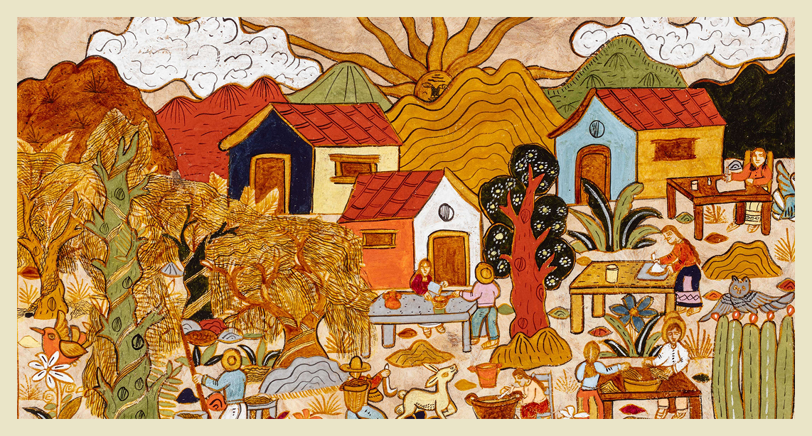 Artist drawing from the Painted Worlds exhibition.