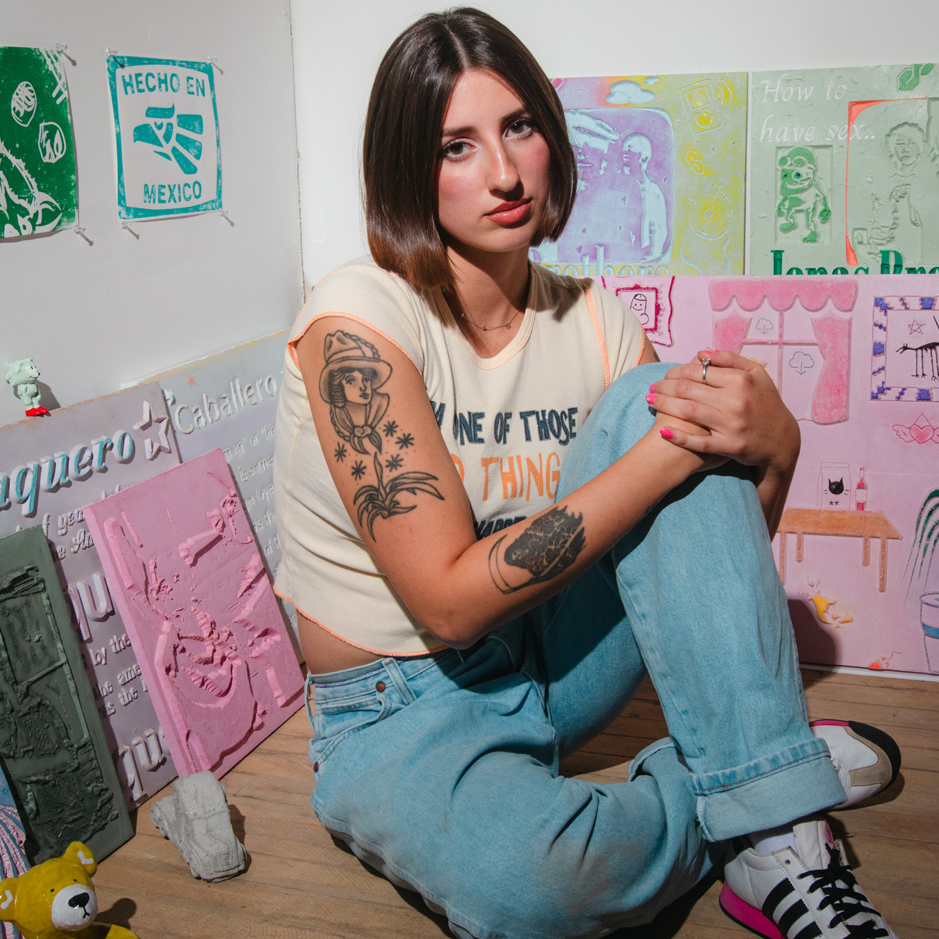 Artist Melissa Wolf in her studio