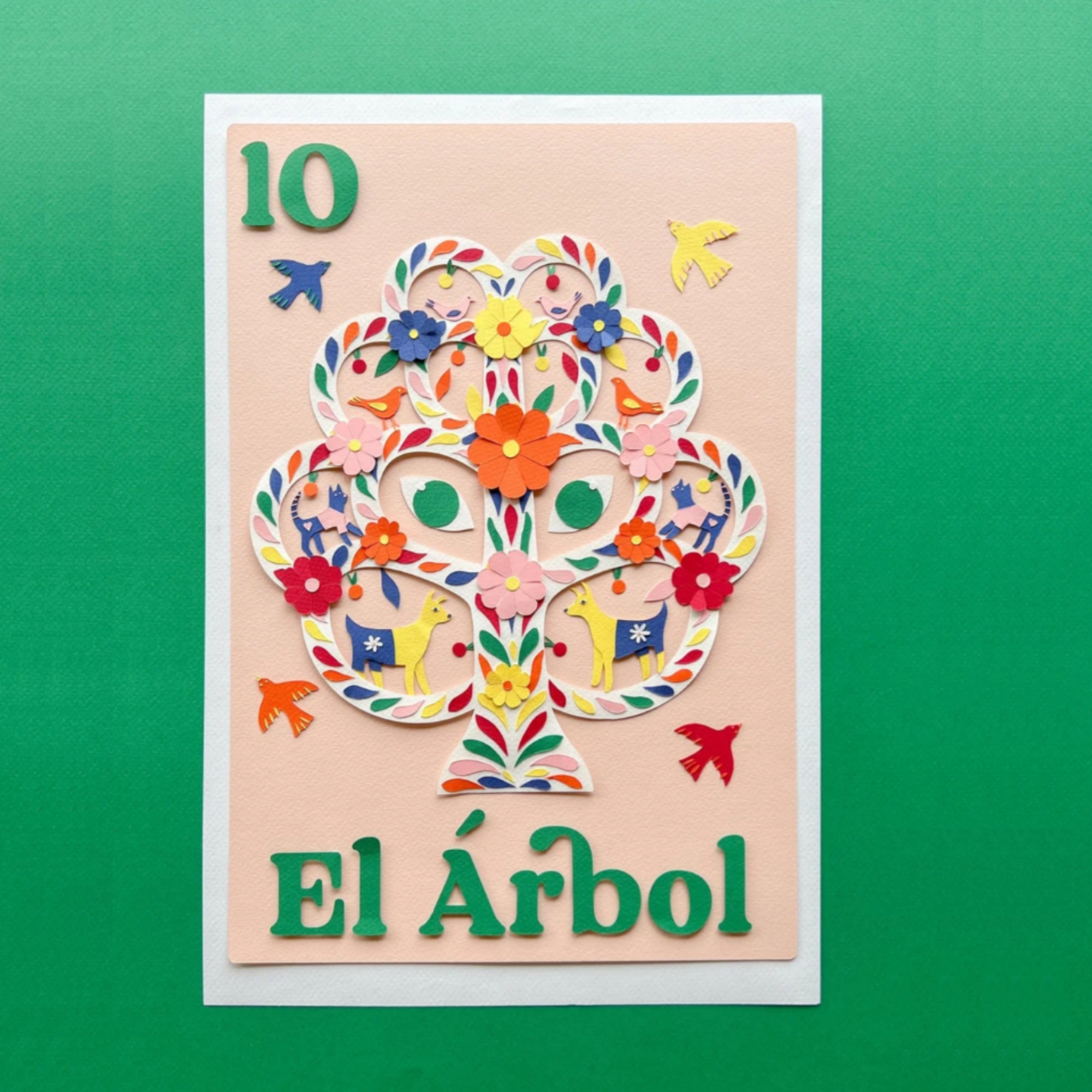 A paper-cut figure created by Andrea Cira and featuring a representation of the Mesoamerican tree of life