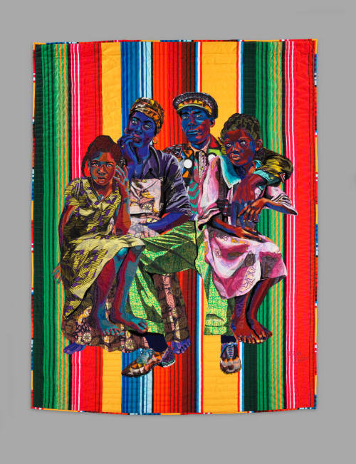 Cotton, wool, silk, velvet and polyester; quilted and appliquéd