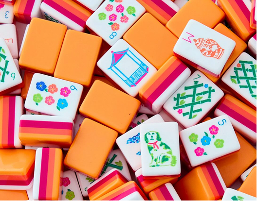 Colorful mahjong tiles