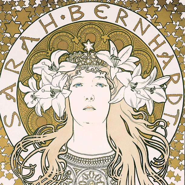 An image of a poster with a blonde woman with white flowers in her hair